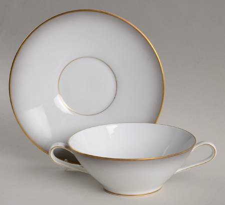 Elegance (Gold Trim) Flat Cream Soup Bowl & Saucer Set