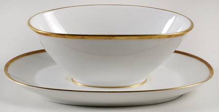 Elvira (White Background) Gravy Boat with Attached Underplate