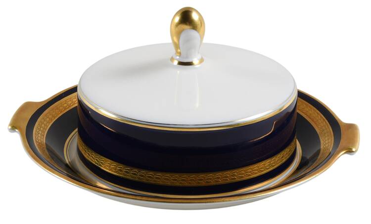 Eminence Cobalt Blue Round Covered Butter