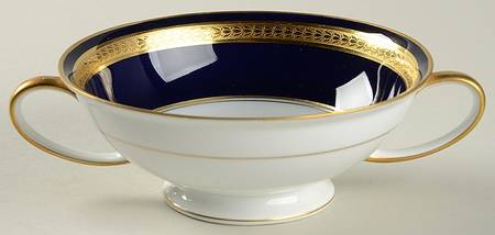 Eminence Cobalt Blue Footed Cream Soup Bowl