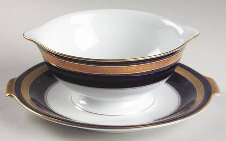 Eminence Cobalt Blue Gravy Boat with Attached Underplate