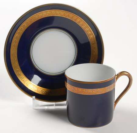 Eminence Cobalt Blue Flat Demitasse Cup & Saucer Set