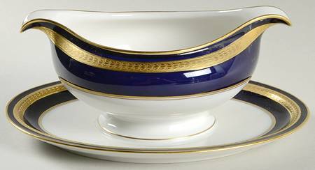 Eminence Cobalt Blue Gravy Boat with Attached Underplate