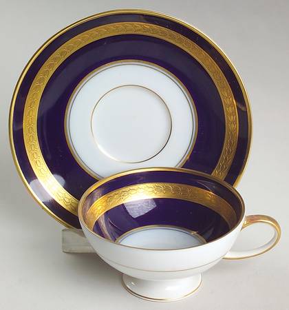 Eminence Cobalt Blue Footed Demitasse Cup & Saucer Set