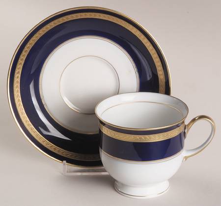 Eminence Cobalt Blue Footed Cup & Saucer Set