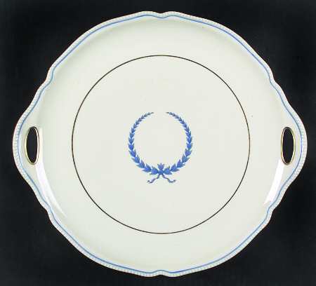 Empire (Blue Wreath, Ivory) Handled Cake Plate