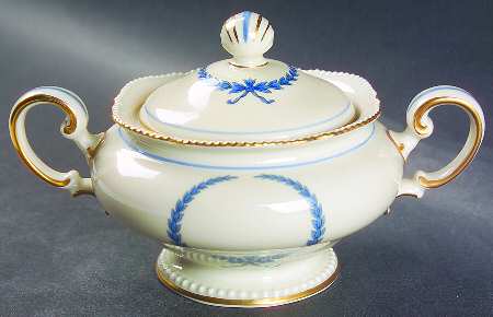 Empire (Blue Wreath, Ivory) Sugar Bowl & Lid