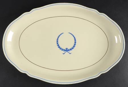 Empire (Blue Wreath, Ivory) 15" Oval Serving Platter