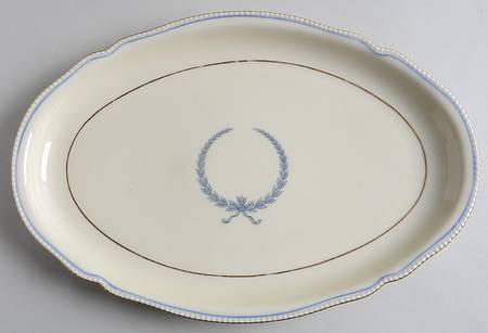 Empire (Blue Wreath, Ivory) 12" Oval Serving Platter