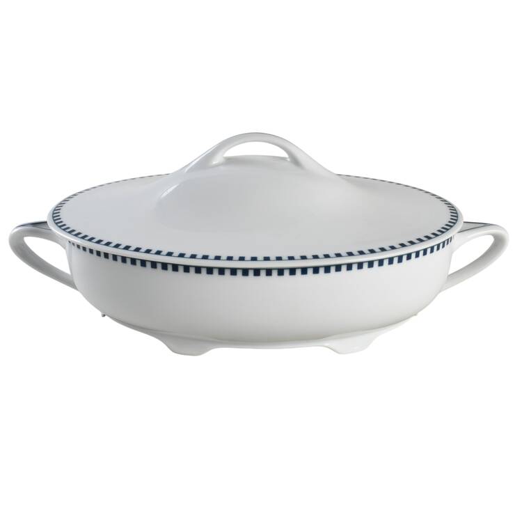Empire (Blue Squares) Oval Covered Vegetable
