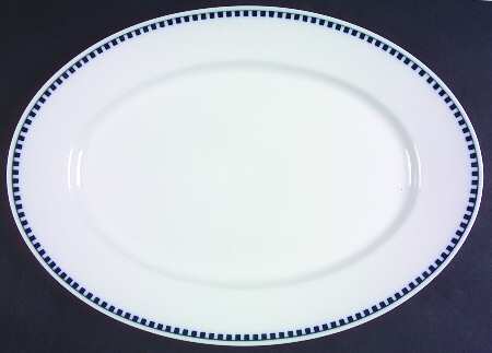 Empire (Blue Squares) 14" Oval Serving Platter