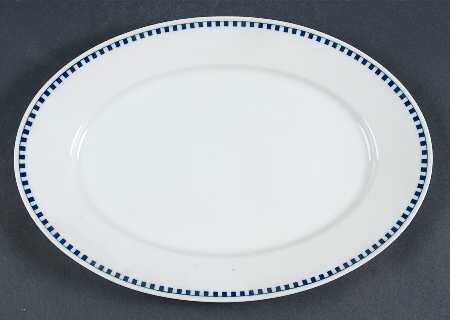 Empire (Blue Squares) 12" Oval Serving Platter