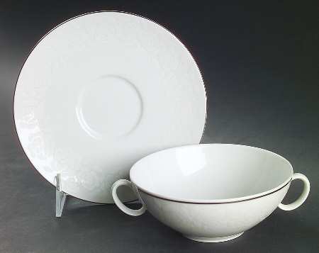 Ermine Flat Cream Soup Bowl & Saucer Set
