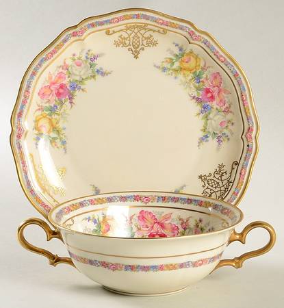 Evelyn Flat Cream Soup Bowl & Saucer Set