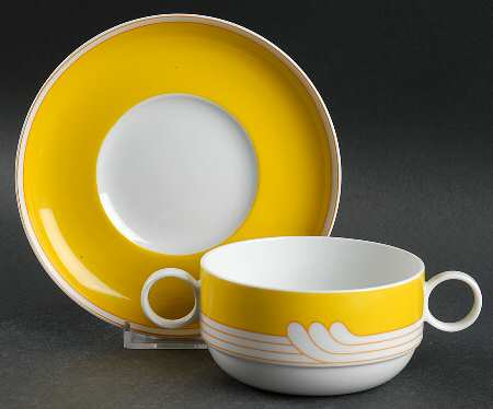 Exotic Yellow Flat Cream Soup Bowl & Saucer Set