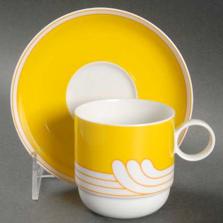 Exotic Yellow Flat Cup & Saucer Set