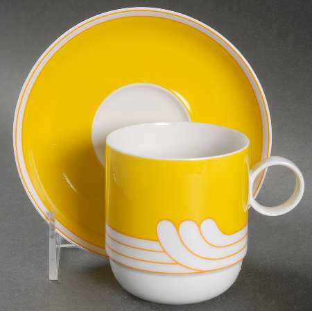 Exotic Yellow Flat Cup & Saucer Set
