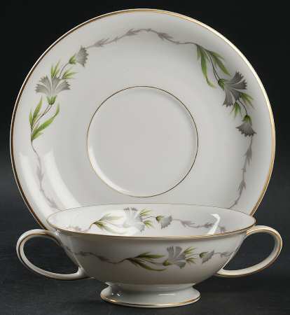 Fantasia Footed Cream Soup Bowl & Saucer Set