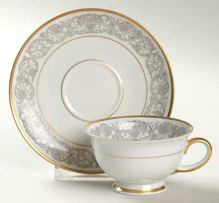 Florentine Gold (Aida) Footed Demitasse Cup & Saucer Set
