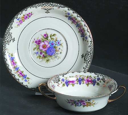 Floranada Flat Cream Soup Bowl & Saucer Set