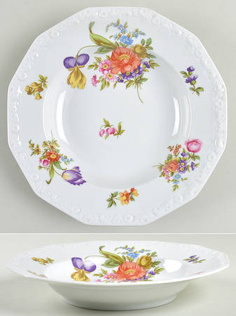 Flowers (Classic Stamp) Large Rim Soup Bowl