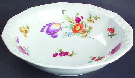 Flowers (Classic Stamp) Rim Fruit/Dessert (Sauce) Bowl