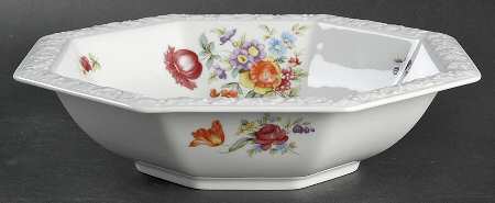 Flowers (Classic Stamp) 9" Round Vegetable Bowl