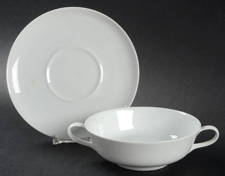 Form E (White) Footed Cream Soup Bowl & Saucer Set