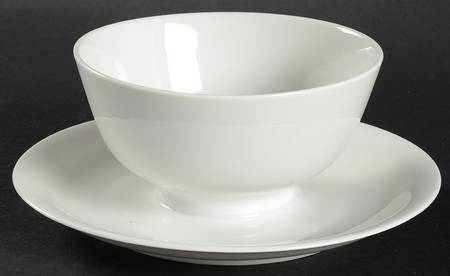 Form E (White) Gravy Boat with Attached Underplate