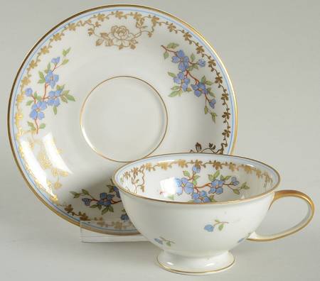 Forget Me Not Footed Demitasse Cup & Saucer Set