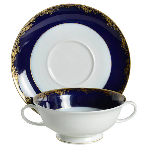 Frederick The Great Footed Cream Soup Bowl & Saucer Set