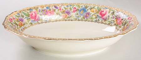 Garden Caprice (Scalloped Edge) 10" Oval Vegetable Bowl