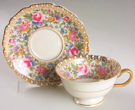 Garden Caprice (Scalloped Edge) Footed Cup & Saucer Set