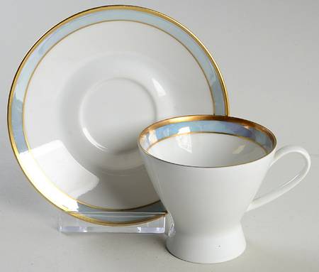 Gala Blue (Not Classic Rose Collection) Footed Demitasse Cup & Saucer Set