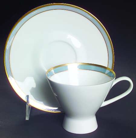 Gala Blue (Not Classic Rose Collection) Footed Demitasse Cup & Saucer Set
