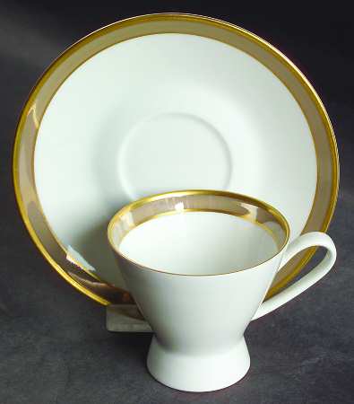 Gala Brown Footed Demitasse Cup & Saucer Set