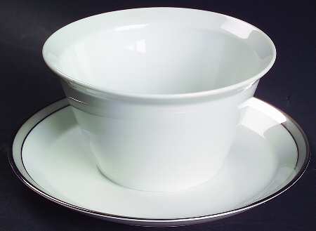 Gala Grey (Platinum Trim) Gravy Boat with Attached Underplate