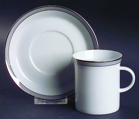 Gala Grey (Platinum Trim) Flat Cup & Saucer Set