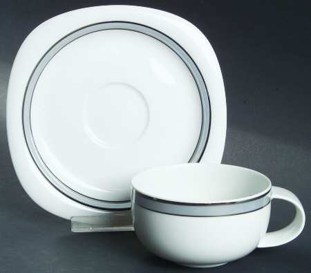 Gala Grey (Platinum Trim, Suomi) Flat Cup & Saucer Set