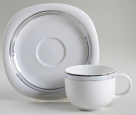 Gala Grey (Platinum Trim, Suomi) Flat Cup & Saucer Set