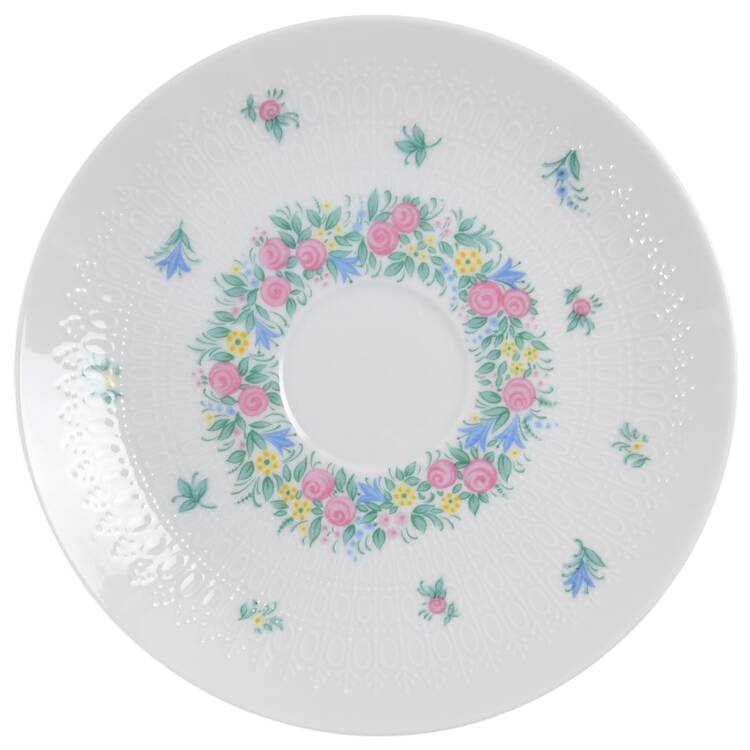 Garland (Multicolor, Romance) Saucer for Flat Cup