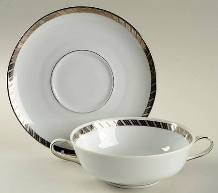 Gloriette Platin Flat Cream Soup Bowl & Saucer Set