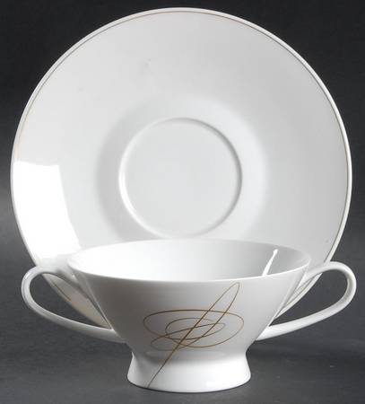 Gold Accord Footed Cream Soup Bowl & Saucer Set