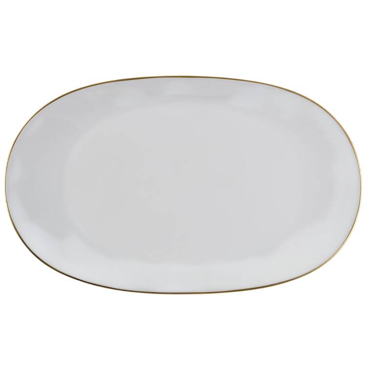 Gold Band (Bettina, White) 14" Oval Serving Platter