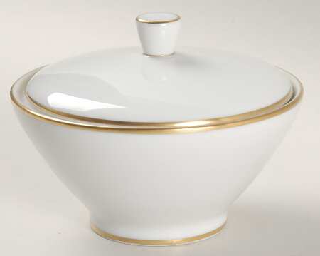 Gold Band (Bettina, White) Sugar Bowl & Lid
