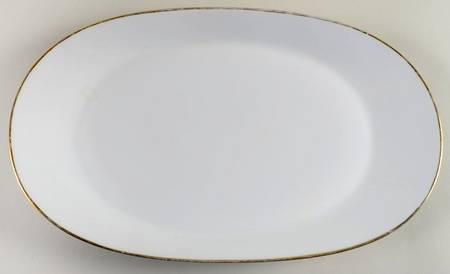 Gold Band (Bettina, White) 12" Oval Serving Platter