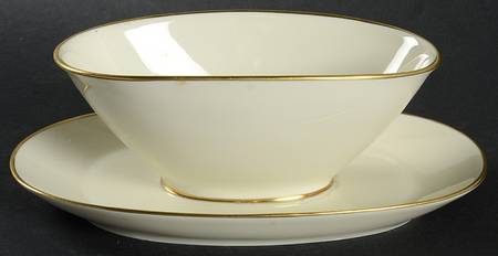 Gold Band (Bettina, Ivory) Gravy Boat with Attached Underplate