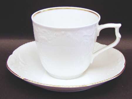Gold Band (Sanssouci, White) Flat Cup & Saucer Set