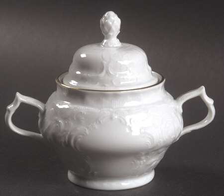 Gold Band (Sanssouci, White) Sugar Bowl & Lid