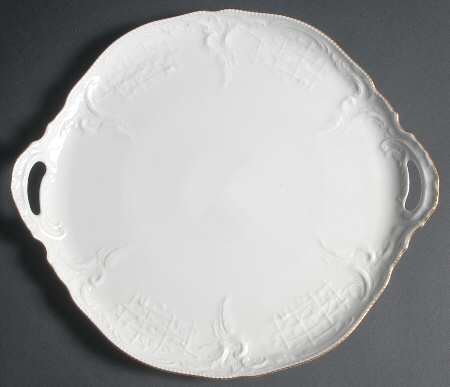 Gold Band (Sanssouci, White) Handled Cake Plate